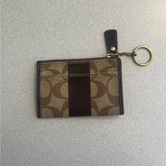 Coach Tan and Brown Monogram Keychain Pouch - Picture 2 of 3